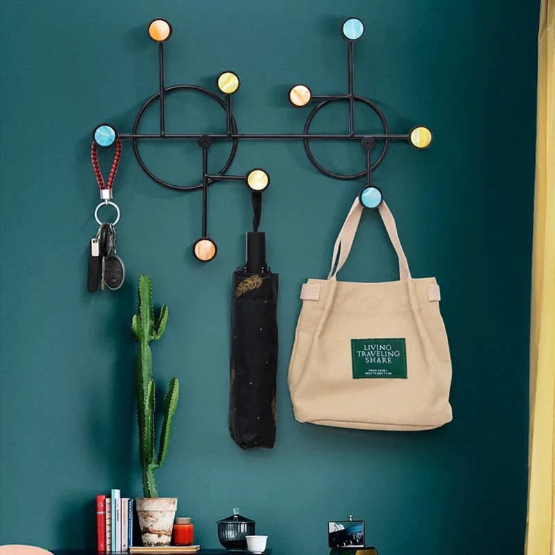 NORDIC STYLE WALL SHELF WITH HOOKS - CIRCLE