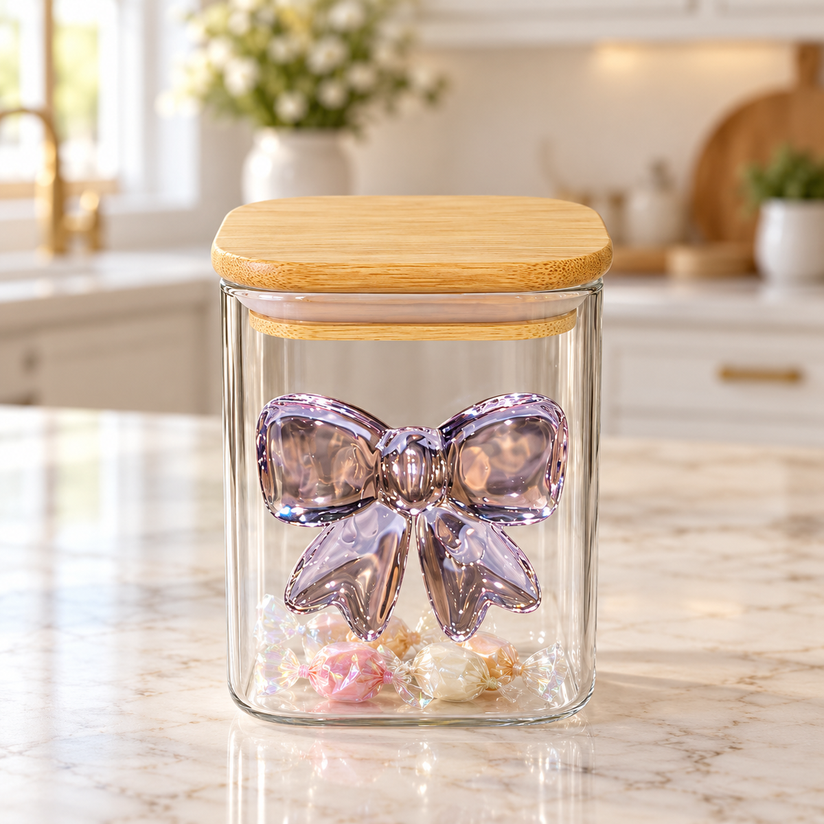 Glasslux Bow Airtight Jar With Lid - 500 ml