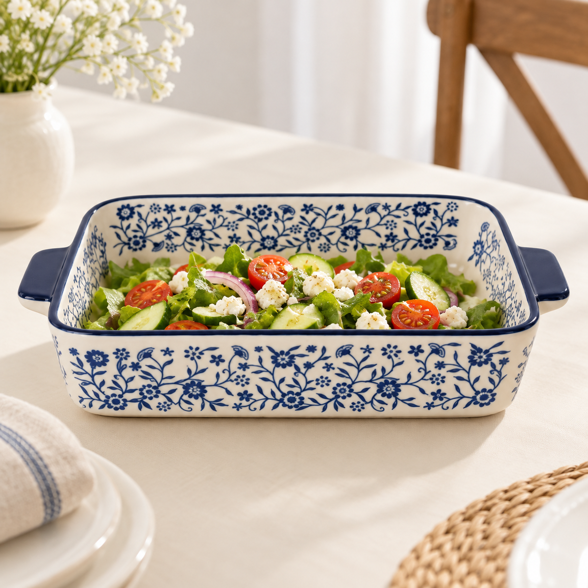 Danny Home Floral Serving Dish - 12 Inches