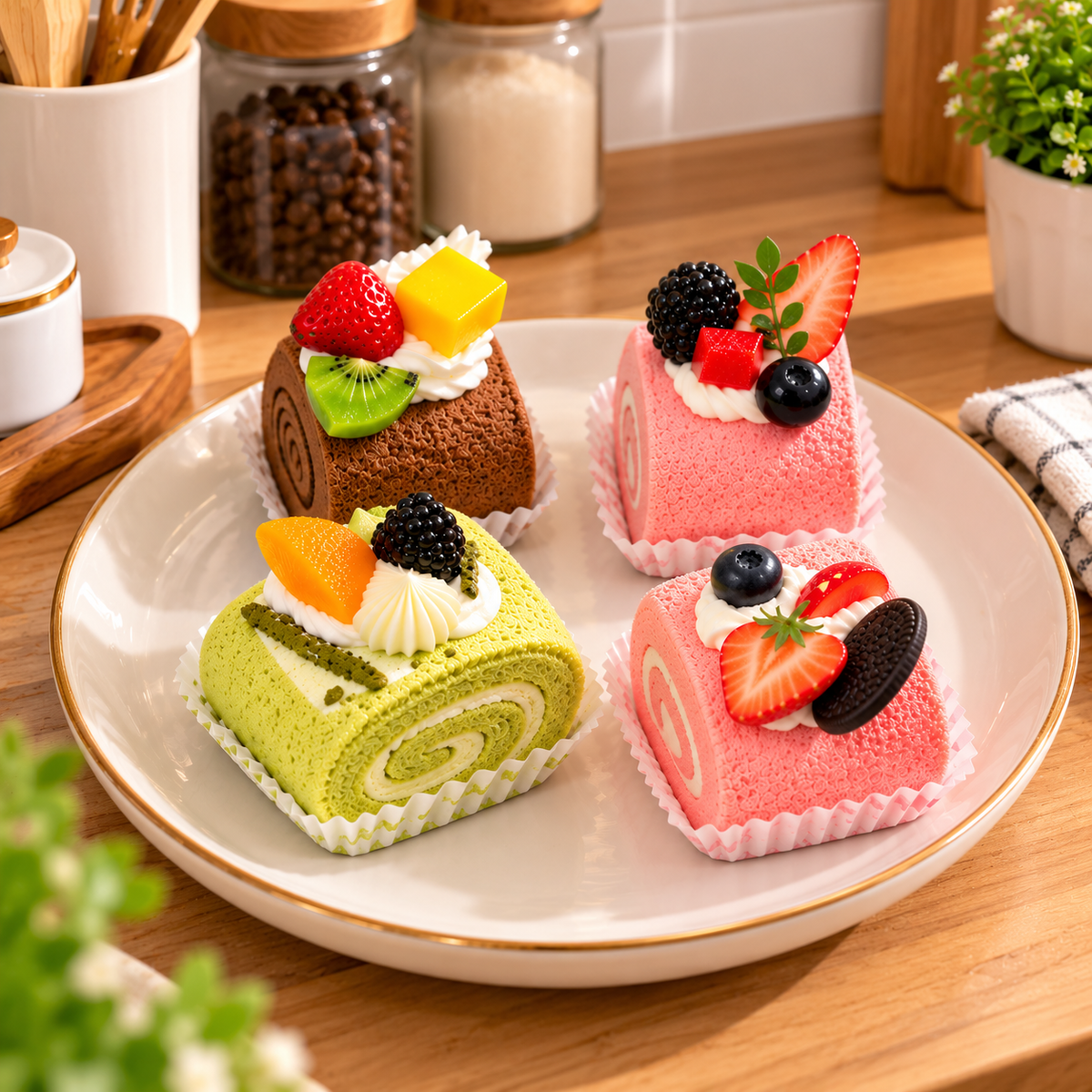 ARTIFICIAL MINI SWISS ROLL CAKE DECOR - 1 PIECE