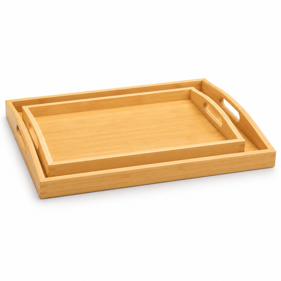 Danny Home Two-piece Serving Tray Set With Cutout Handles