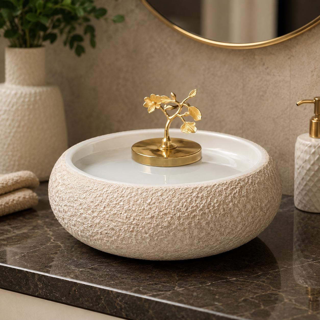 LUXURY CERAMIC VESSEL WASH BASIN WITH DECORATIVE LID