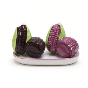Kitchlux Ceramic Salt and Pepper Shakers - Purple Corns
