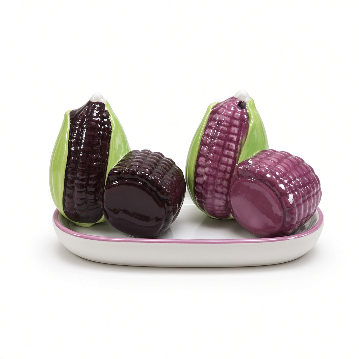 Kitchlux Ceramic Salt and Pepper Shakers - Purple Corns