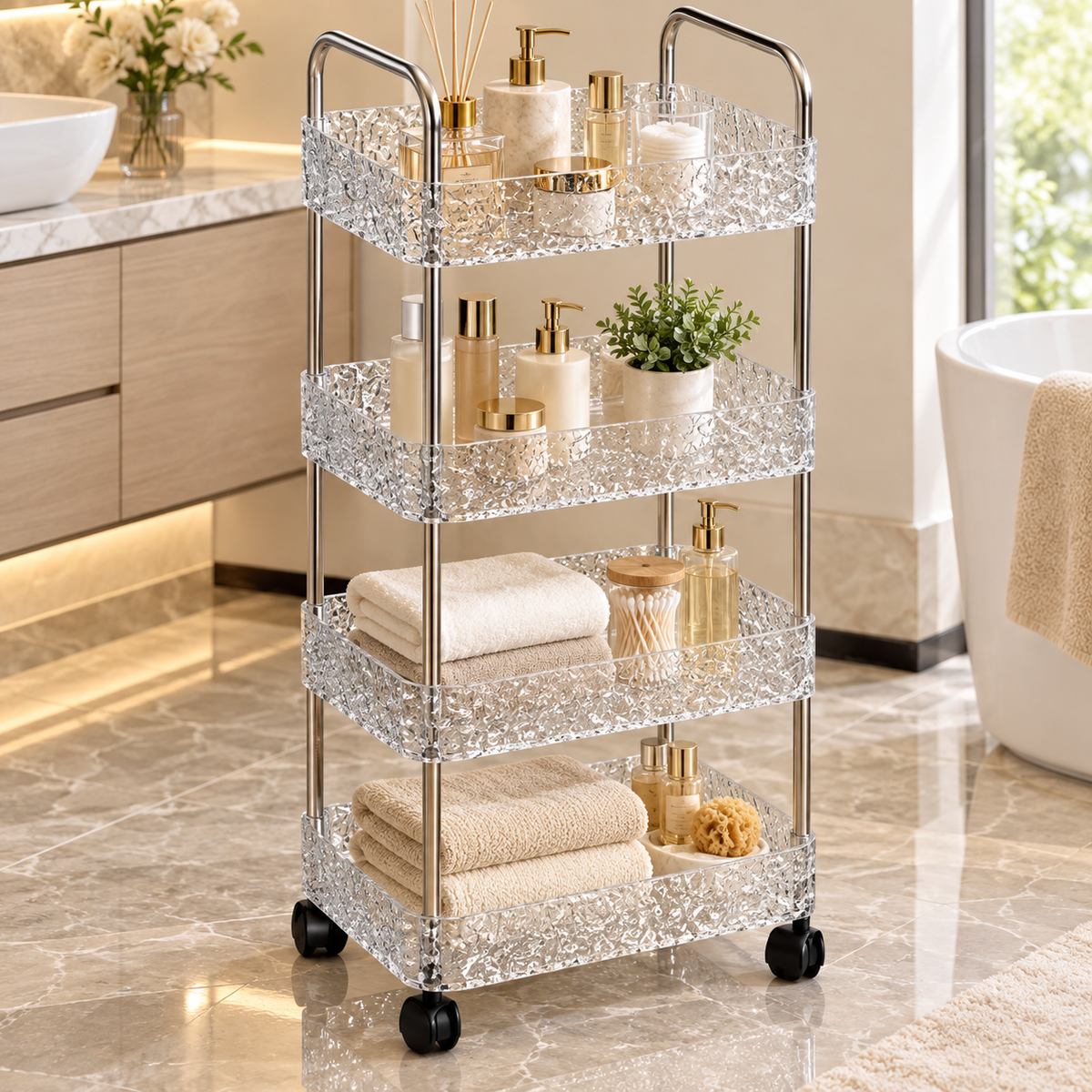 4-Tier Acrylic Trolley