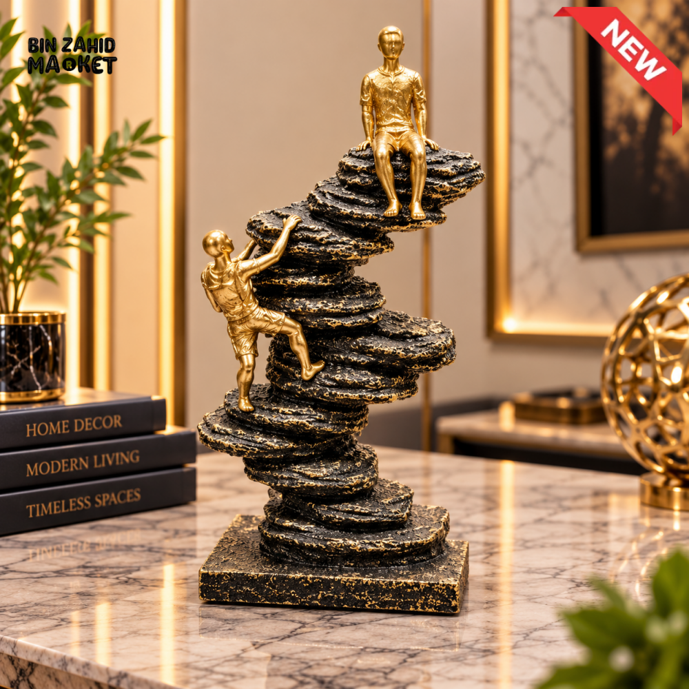 ABSTRACT CLIMBING FIGURE ROCK SCULPTURE DECOR