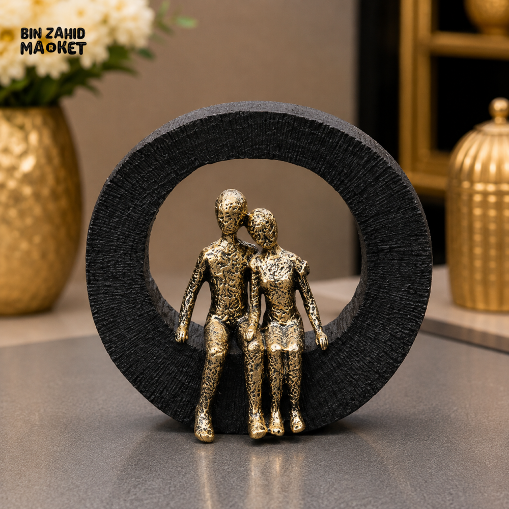 ABSTRACT COUPLE IN CIRCLE DECORATIVE SCULPTURE