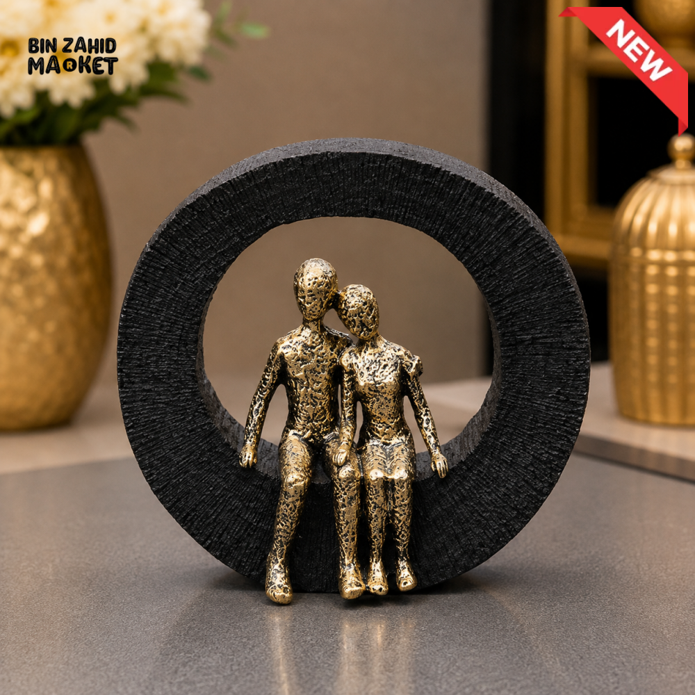 ABSTRACT COUPLE IN CIRCLE DECORATIVE SCULPTURE