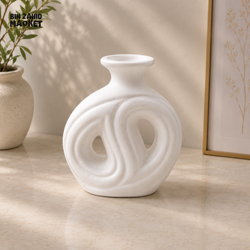 ABSTRACT DOUBLE LOOP CERAMIC DECORATIVE VASE