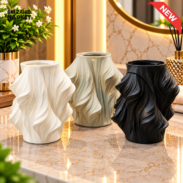 ABSTRACT WAVE DESIGN DECORATIVE VASE - 1 PIECE - Vases