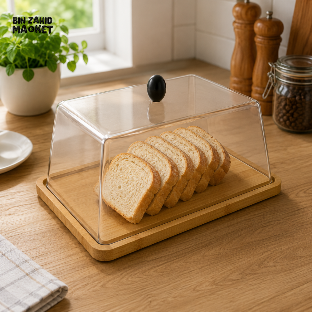 ACRYLIC BUTTER & DESSERT DISPLAY COVER WITH BAMBOO TRAY - Cake Stands