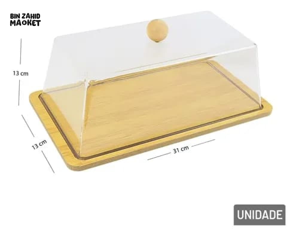 ACRYLIC CAKE & DESSERT DISPLAY COVER WITH BAMBOO TRAY