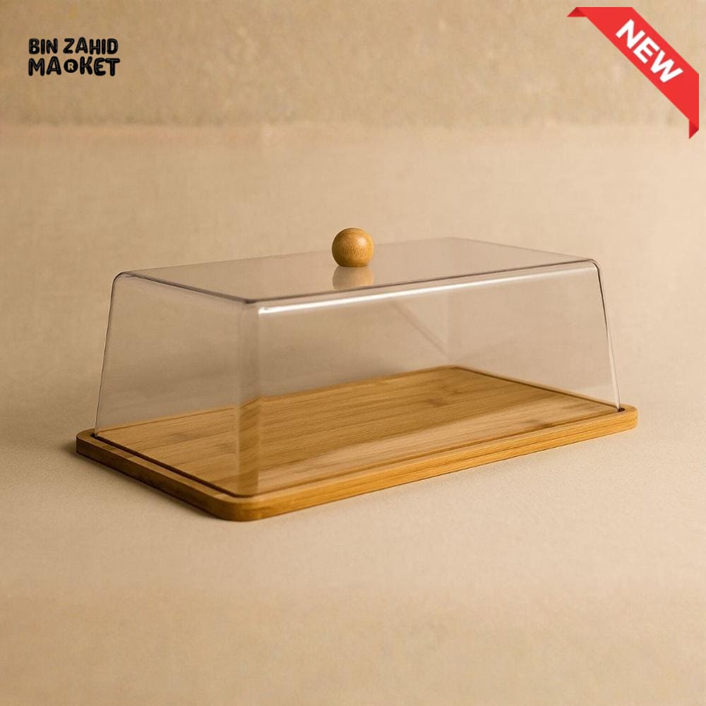 ACRYLIC CAKE & DESSERT DISPLAY COVER WITH BAMBOO TRAY
