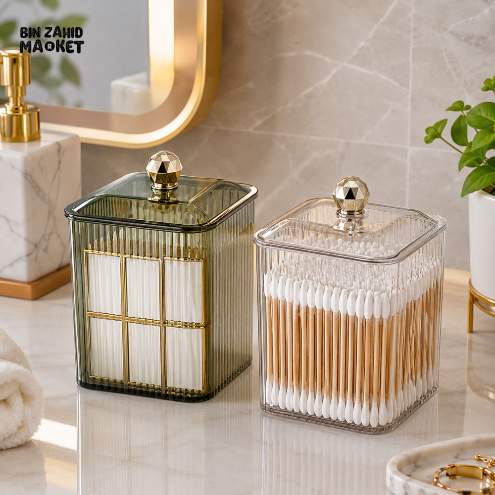 ACRYLIC COTTON PAD & COTTON SWAB STORAGE BOX