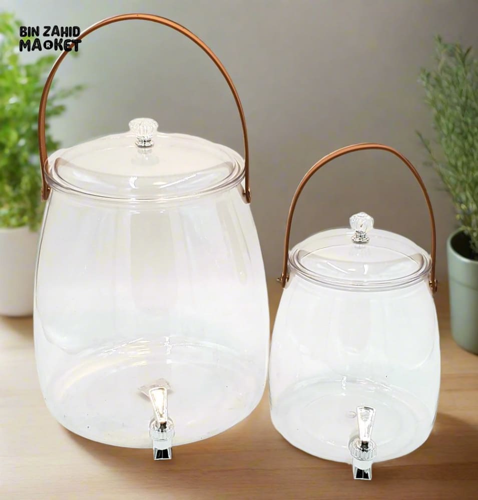 ACRYLIC DRINK DISPENSERS – PACK OF 2 CLEAR JUICE CONTAINERS Both