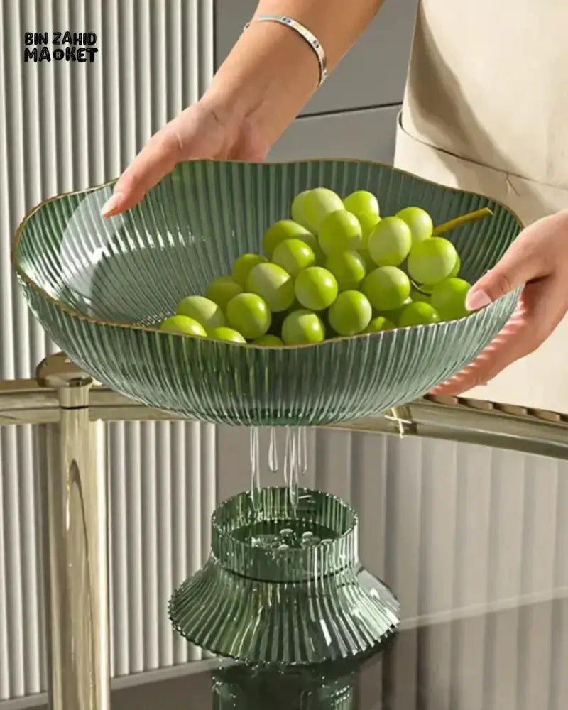 ACRYLIC FRUIT BOWL WITH GOLD RIM – LUXURY TABLE DECOR CENTERPIECE - LARGE