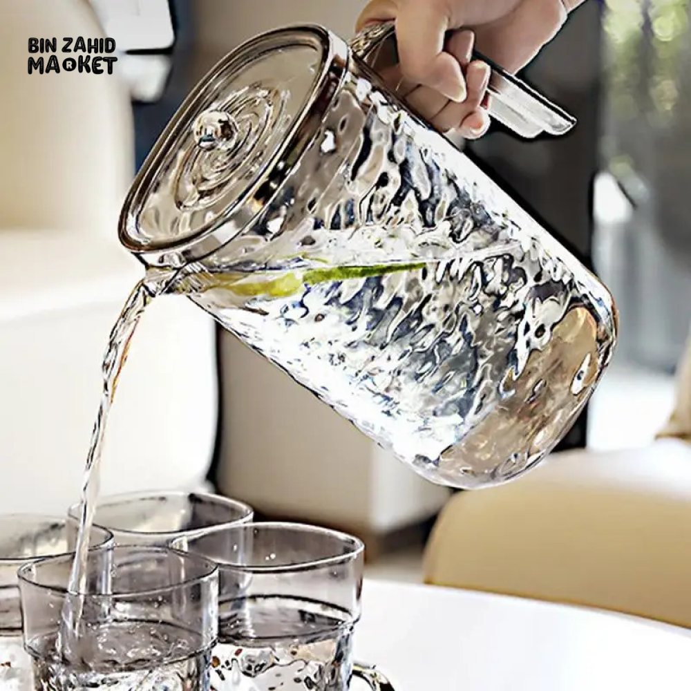 ACRYLIC WATER PITCHER WITH LID – THICKENED HEAT-RESISTANT CARAFE FOR HOT & COLD JUICE MILK AND BEVERAGES