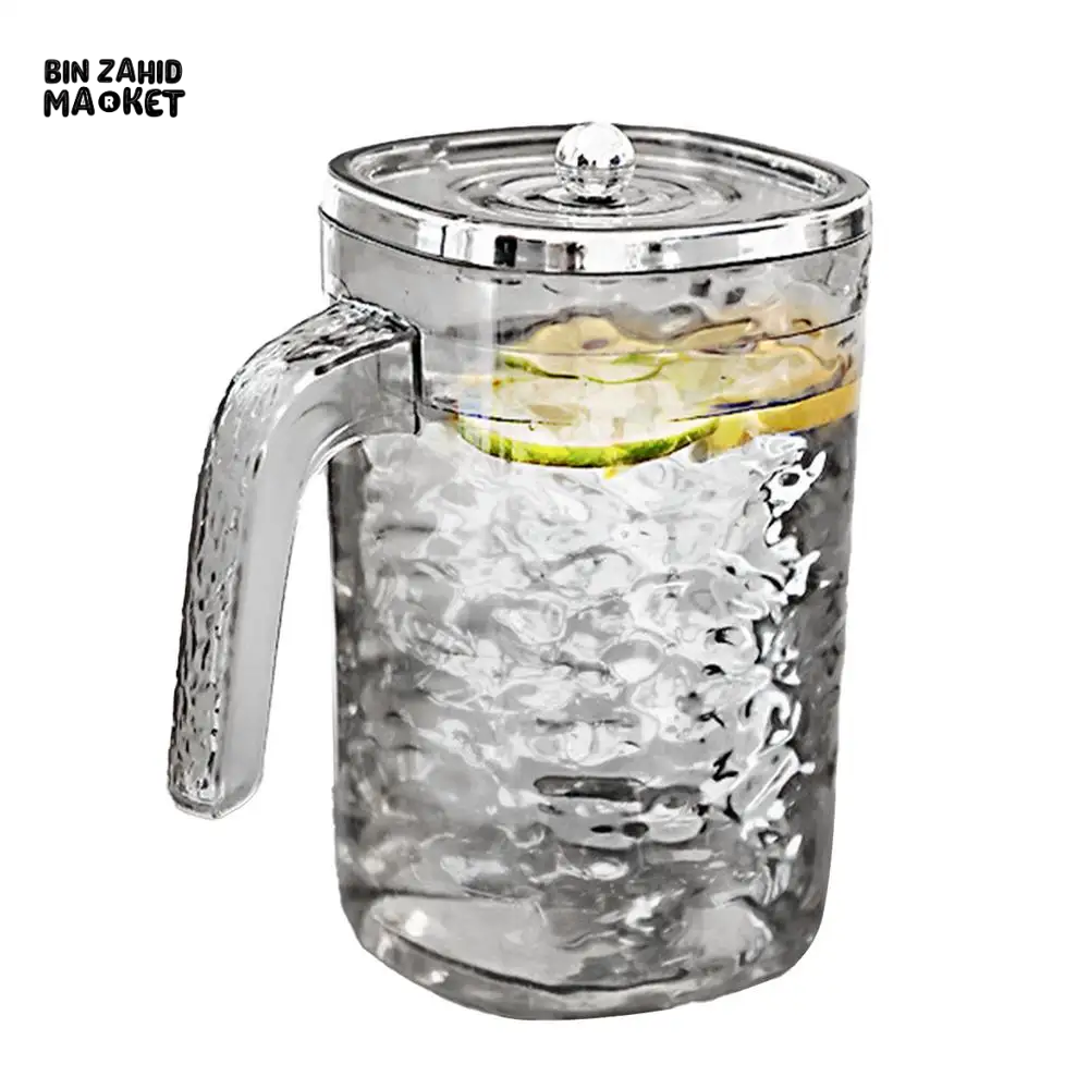 ACRYLIC WATER PITCHER WITH LID – THICKENED HEAT-RESISTANT CARAFE FOR HOT & COLD JUICE MILK AND BEVERAGES