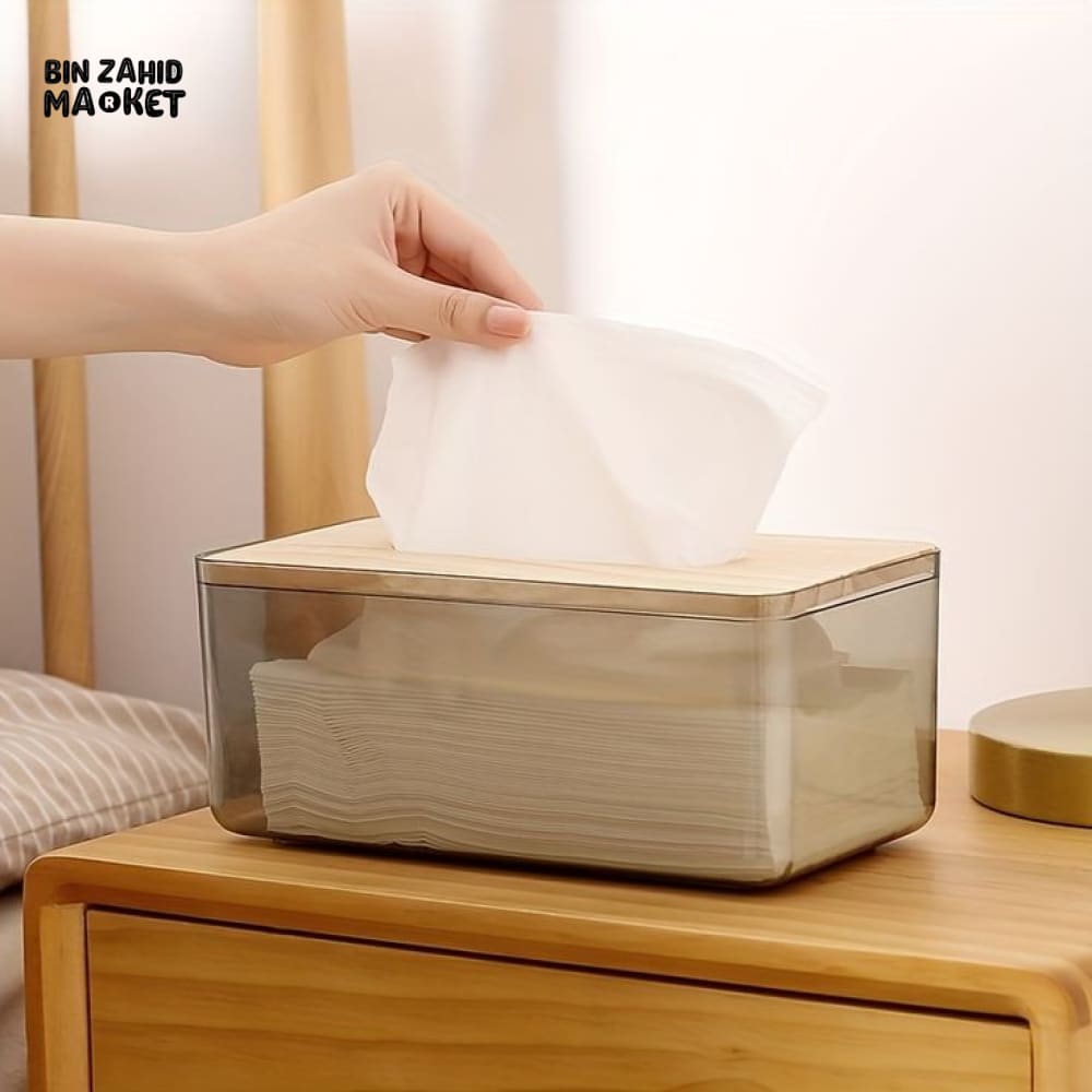 ACRYLIC WOODEN TOP TISSUE BOX