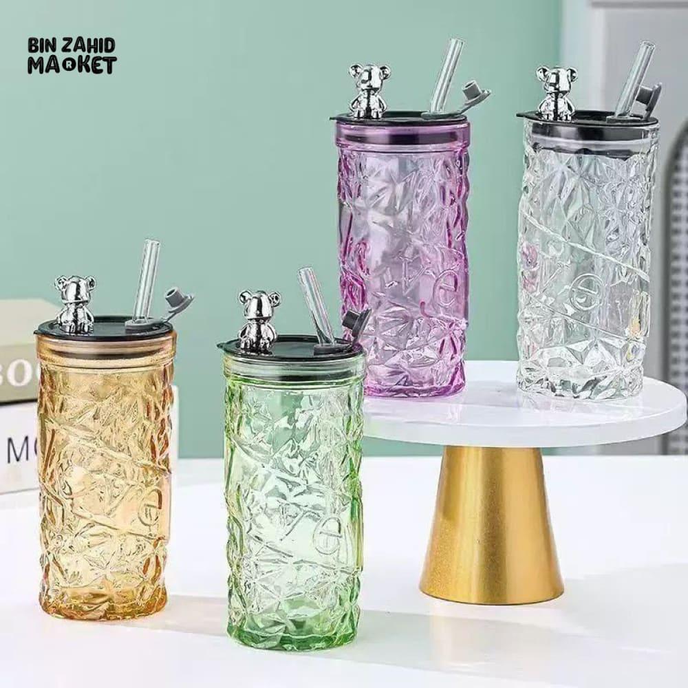 ACRYLUX BEAR TUMBLER MUG WITH STRAW