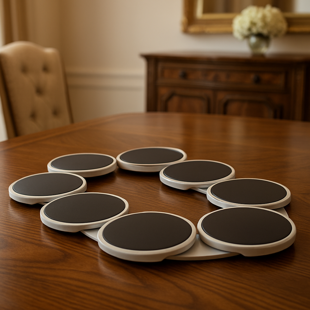 PORTABLE LAZY SUSAN ROTATING TRAY 8 PIECES  – EXTENDABLE FOOD SERVING PLATE FOR TABLES & PARTIES