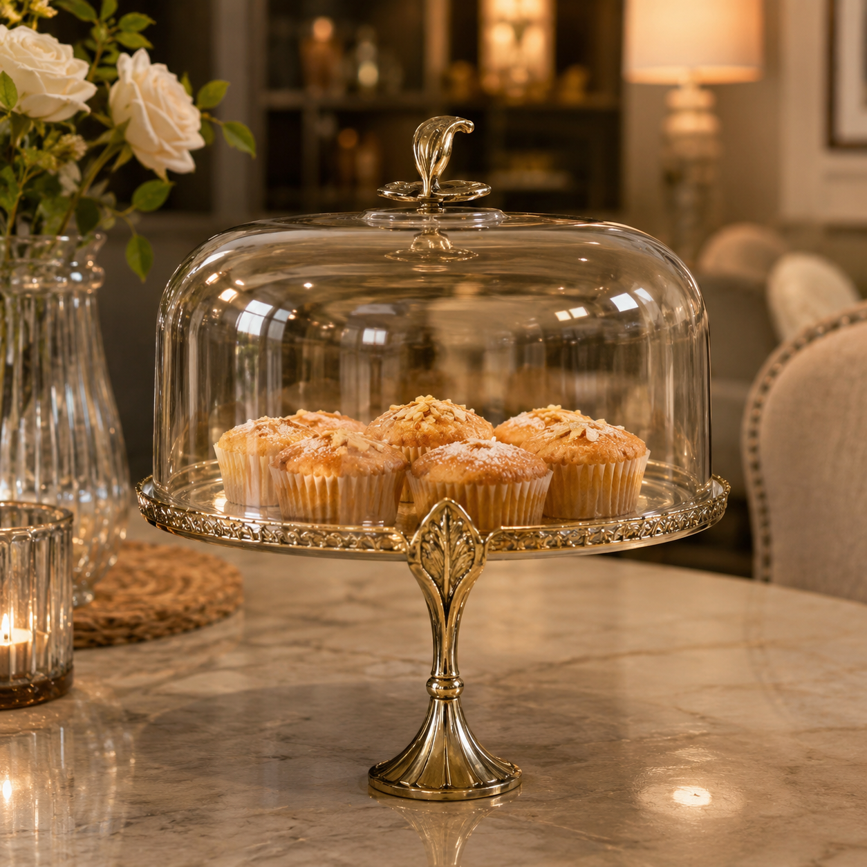 GLASS CAKE STAND WITH DOME LID