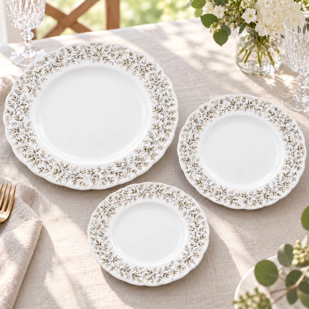 Danny Home Botanical Border Dinner Set - 18 Pieces
