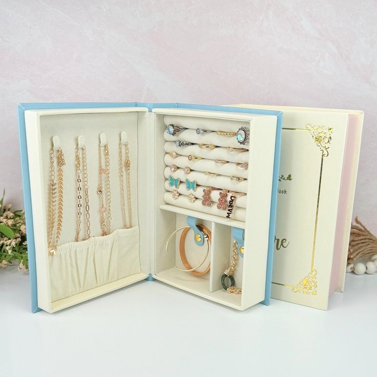 FAUX BOOK SHAPED JEWELRY BOX WITH MAGNETIC LOCK