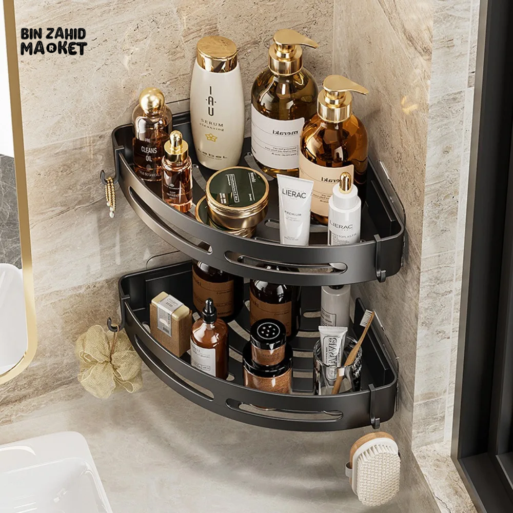 ADHESIVE BATHROOM SHAMPOO HOLDER SHOWER CADDY TOWEL STORAGE SHELVES