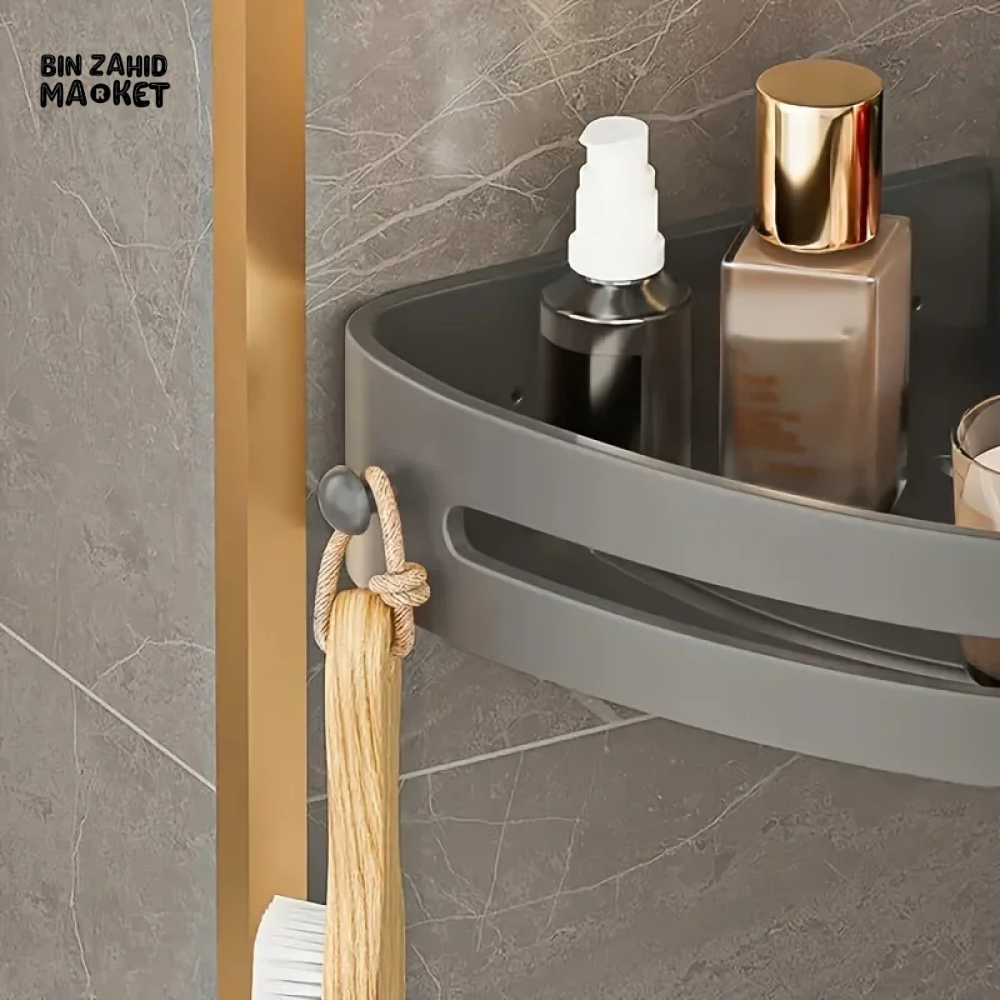 ADHESIVE BATHROOM SHAMPOO HOLDER SHOWER CADDY TOWEL STORAGE SHELVES