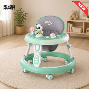 ADJUSTABLE BABY WALKER WITH PLAY TRAY - GREEN