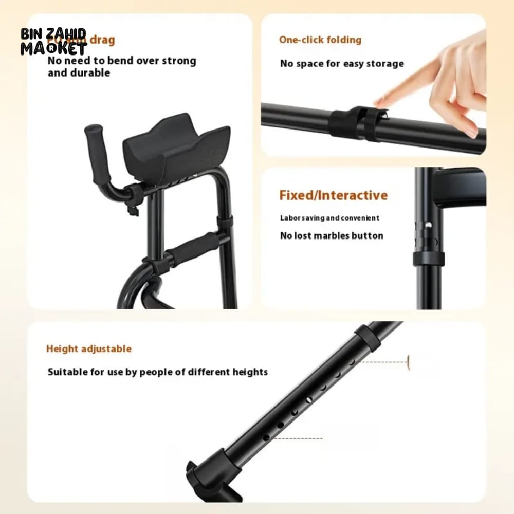 ADJUSTABLE FOLDABLE WALKING STICK FOR ELDERLY – LIGHTWEIGHT STURDY MOBILITY AID
