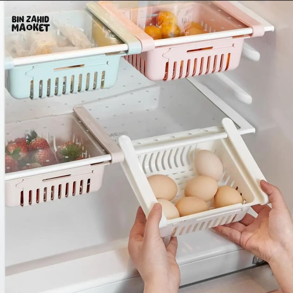 ADJUSTABLE FRIDGE STORAGE BASKET