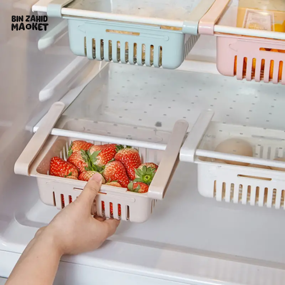 ADJUSTABLE FRIDGE STORAGE BASKET