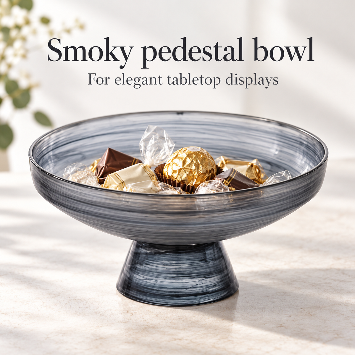 Danny Home Smoky Pedestal Bowl - 13 Inches