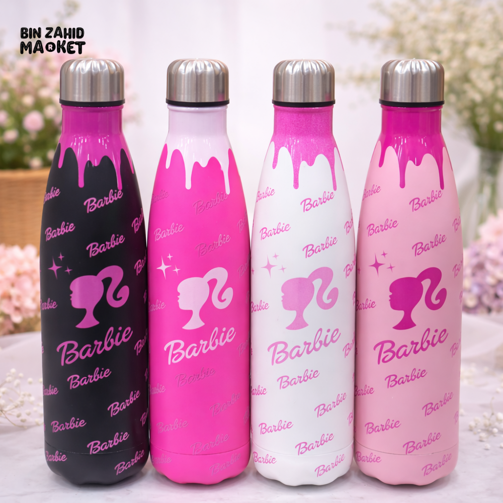 AESTHETIC BARBIE PRINT INSULATED WATER BOTTLE - DARK PINK