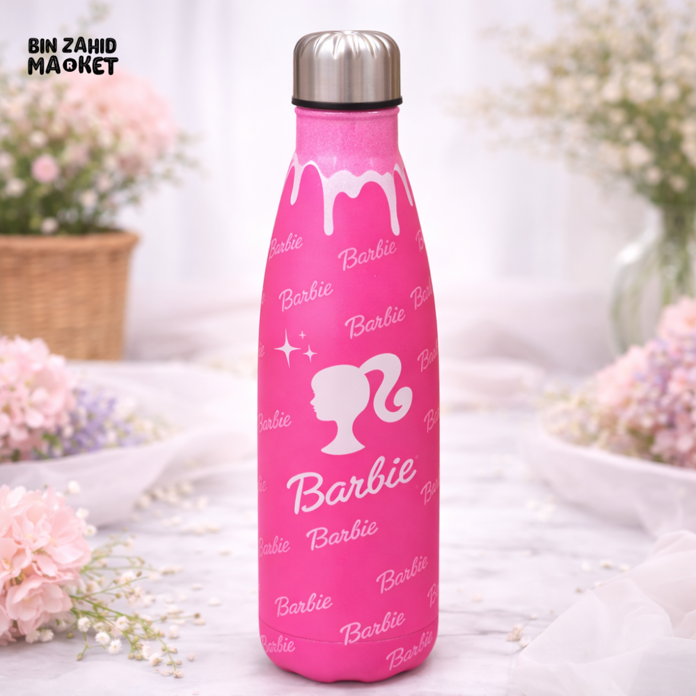 AESTHETIC BARBIE PRINT INSULATED WATER BOTTLE - DARK PINK