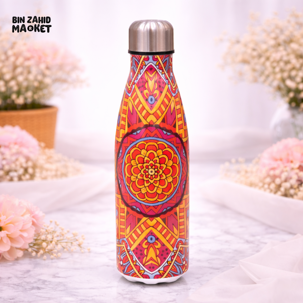 AESTHETIC BOHO MANDALA LUXE PRINT INSULATED WATER BOTTLE - BOHO MANDALA LUXE
