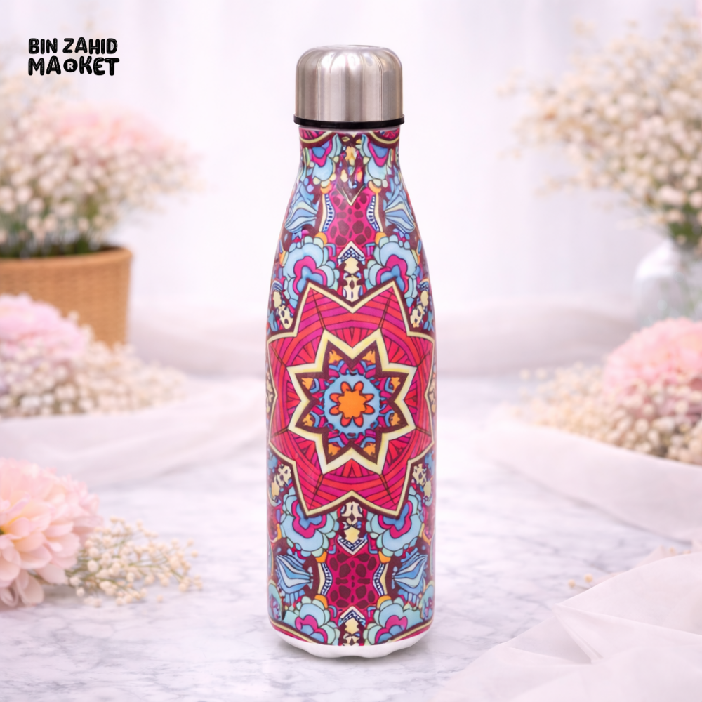 AESTHETIC BOHO MANDALA LUXE PRINT INSULATED WATER BOTTLE - URBAN BOHO MANDALA