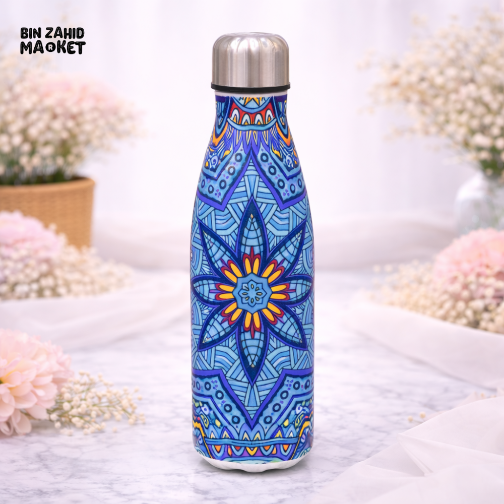 AESTHETIC BOHO MANDALA LUXE PRINT INSULATED WATER BOTTLE - VIBRANT MANDALA ESSENCE