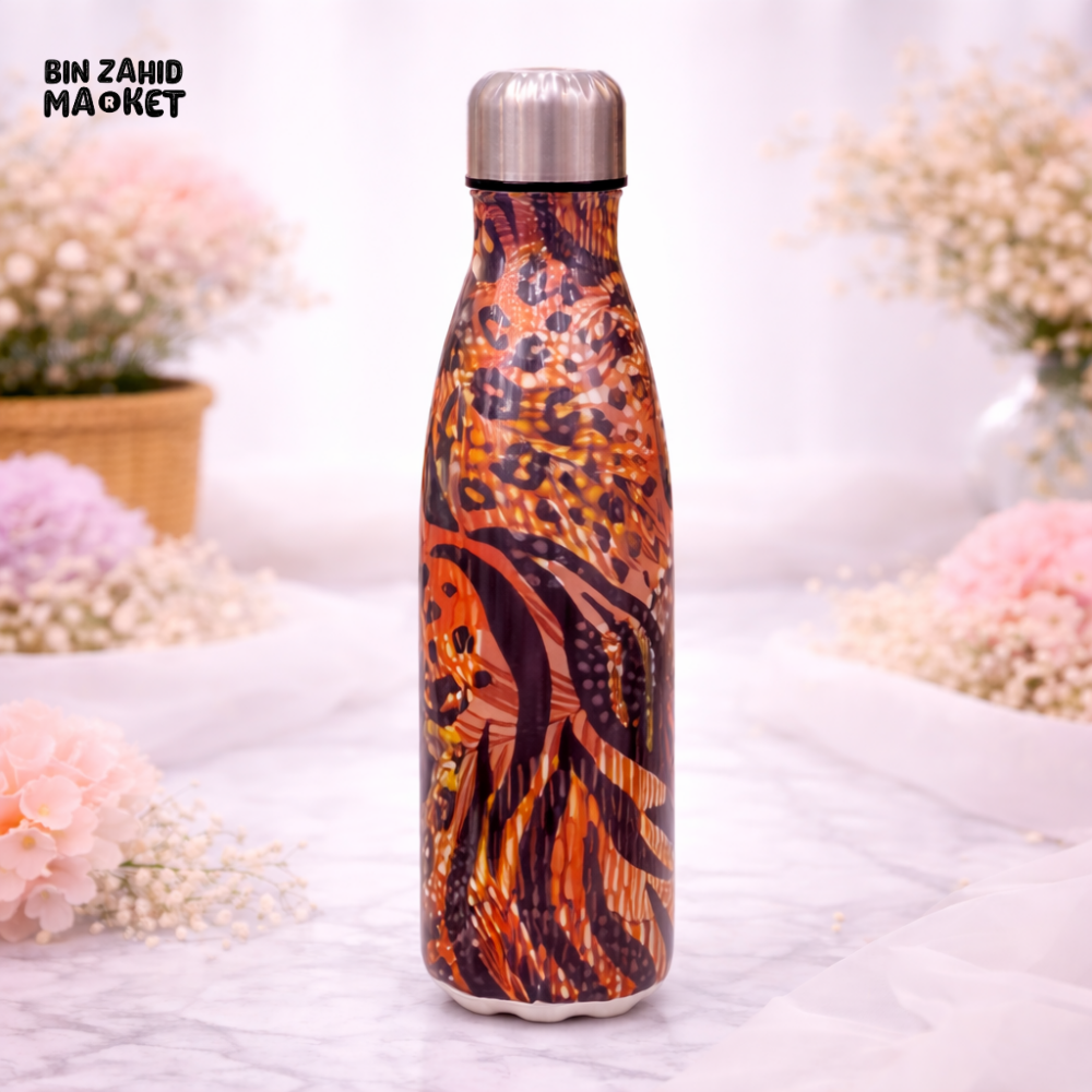 AESTHETIC URBAN SAFARI PRINT INSULATED WATER BOTTLE - AMBER TIGER DUST