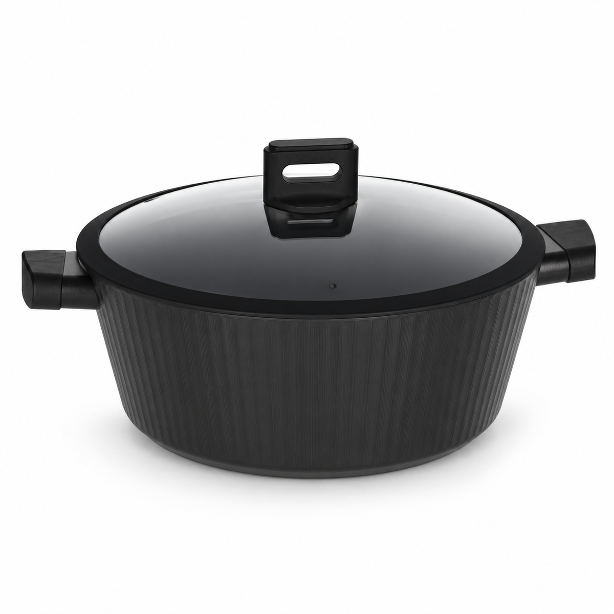 Danny Home Black Cooking Pot with Glass Lid - 20x8.5cm