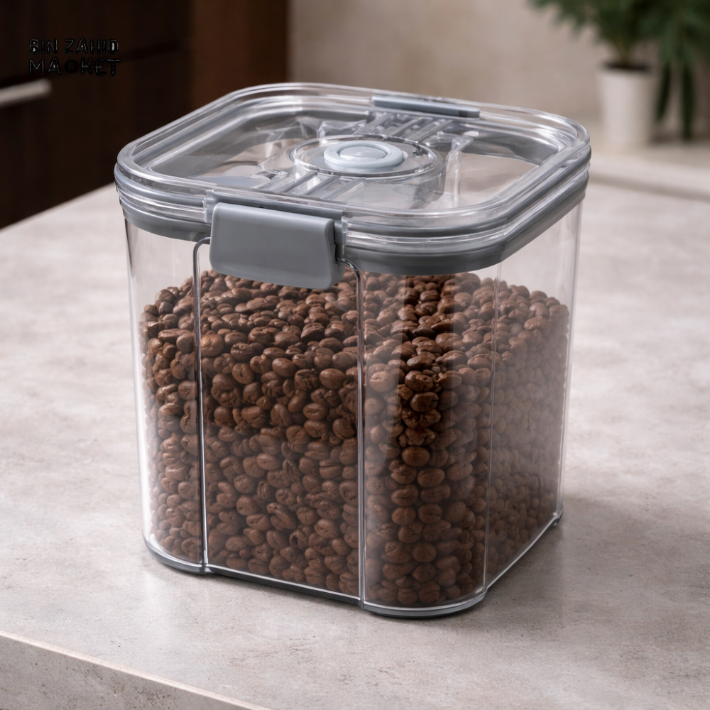 AIRTIGHT VACUUM FOOD STORAGE JAR – COFFEE BEANS TEA & GRAIN MOISTURE-RESISTANT CONTAINER