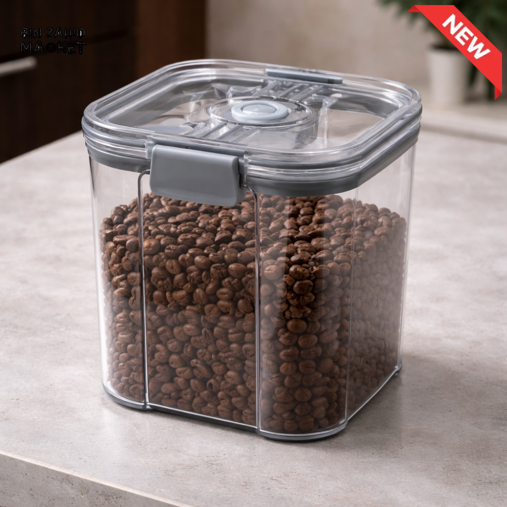 AIRTIGHT VACUUM FOOD STORAGE JAR – COFFEE BEANS TEA & GRAIN MOISTURE-RESISTANT CONTAINER