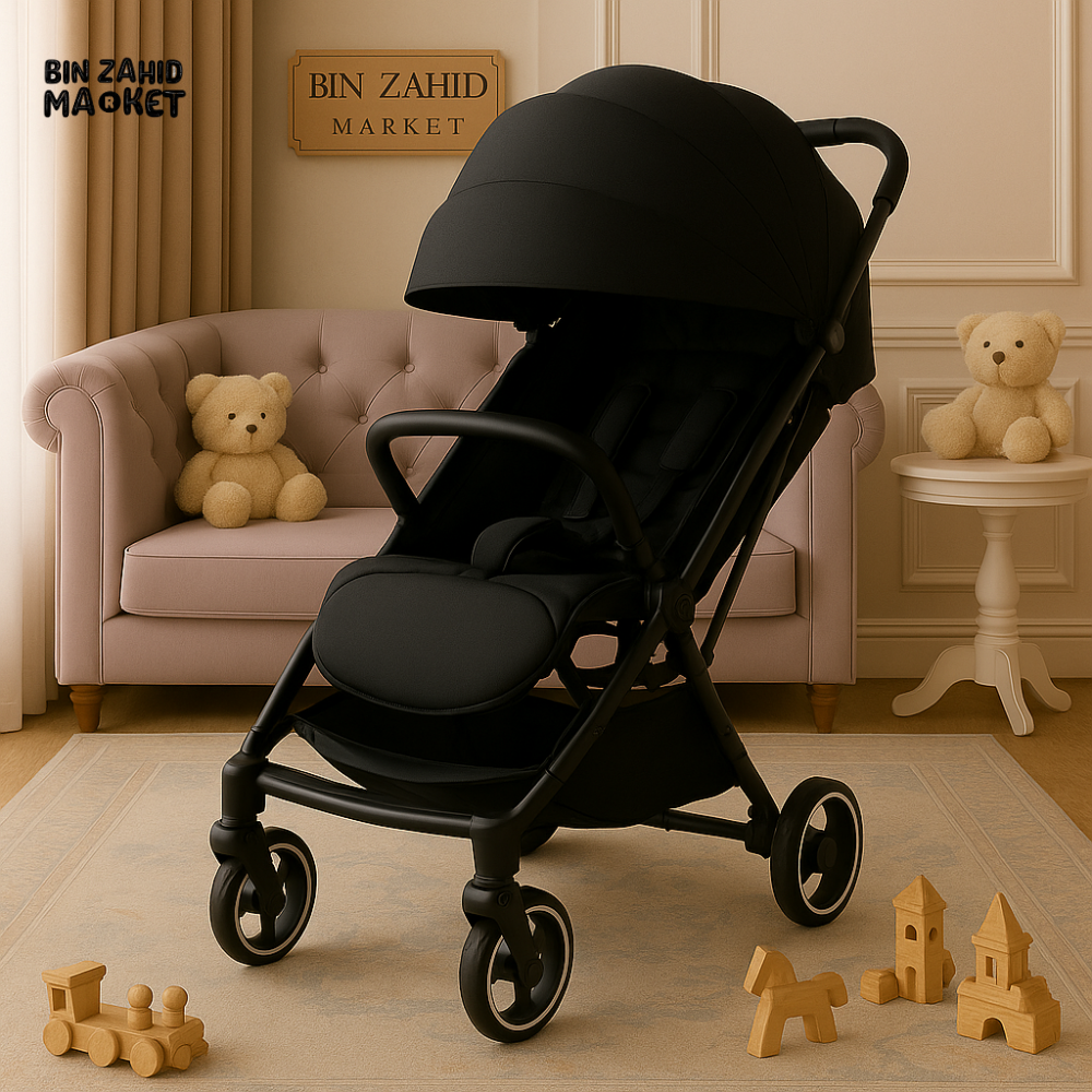 ALL BLACK BABY STROLLER – ULTRA-LIGHTWEIGHT, MINIMALIST DESIGN WITH COMPACT FOLD & FULL CANOPY COVER