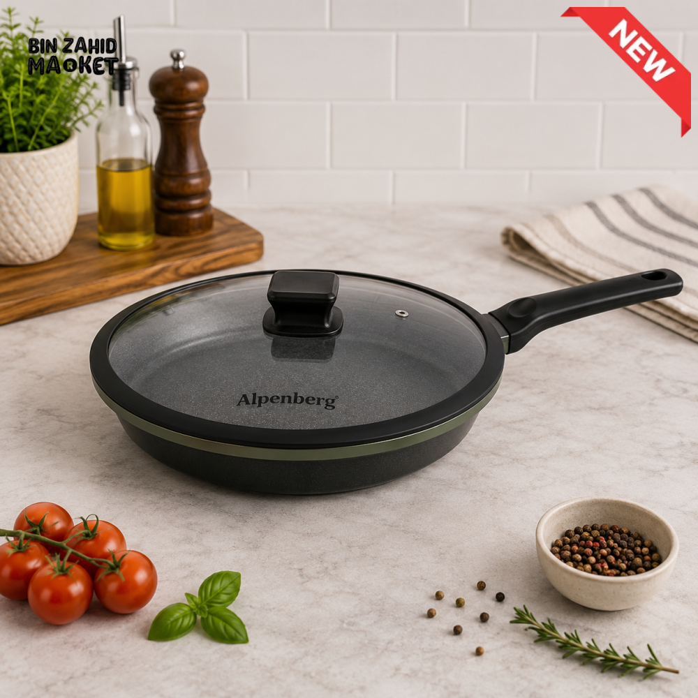 ALPENBERG 28 CM NONSTICK SHALLOW FRY PAN WITH GLASS LID