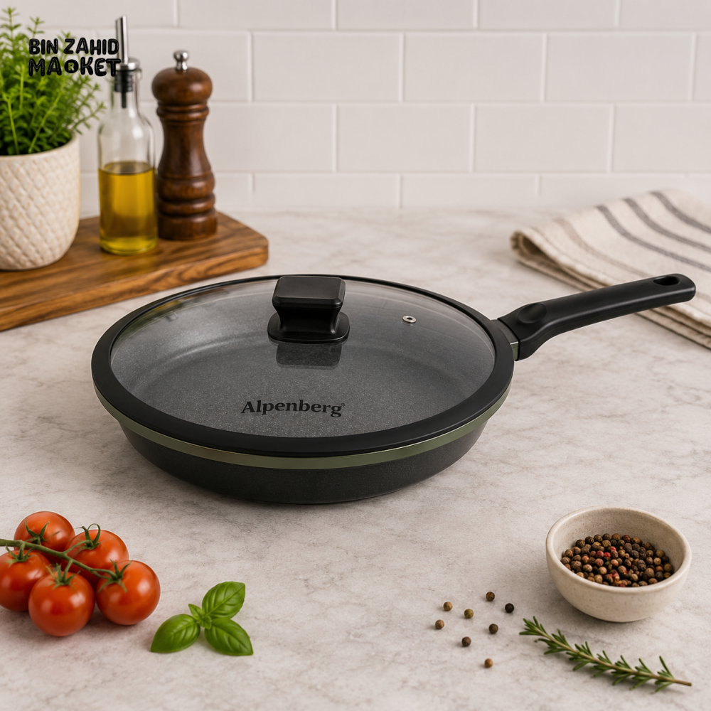 ALPENBERG 28 CM NONSTICK SHALLOW FRY PAN WITH GLASS LID
