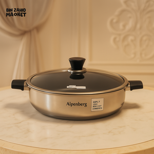 ALPENBERG STAINLESS STEEL FRY PAN WITH GLASS LID – NON-STICK COOKWARE - 32x7CM