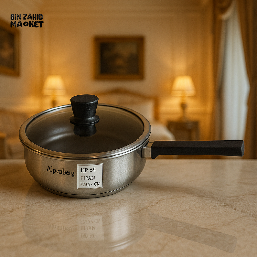 ALPENBERG STAINLESS STEEL FRY PAN WITH GLASS LID – NON-STICK COOKWARE FOR KITCHEN - 26x6CM