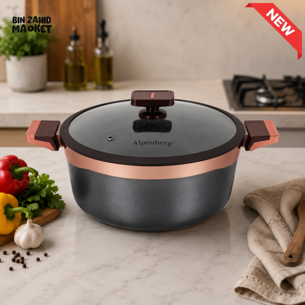 ALPENBERG 28 CM NONSTICK CASSEROLE WITH GLASS LID